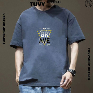 Áo thun nam TUVY Phông Cotton Hè Đơn Giản In Chữ AVE Dáng Rộng Cổ Tròn Unisex Form Rộng