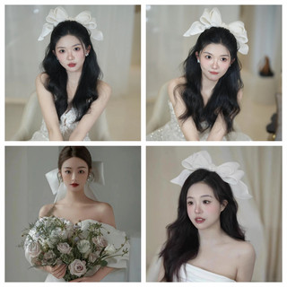 1 chiếc mới cô dâu trắng satin nơ mũ cô dâu cưới phụ kiện phòng thu chụp ảnh đĩa phụ kiện tóc