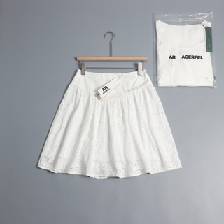 KarlL agerfel   2024New Women's Hollow Skirt Short Skirt White Cotton