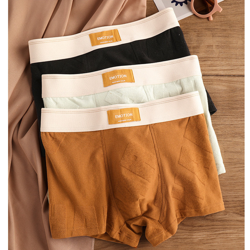 Kingdafa Nam Quần Lót Boxer Cotton Nam Boxer Thiết Kế Jacquard Quần Lót Nam Thoáng Khí Giữa Eo Boxer