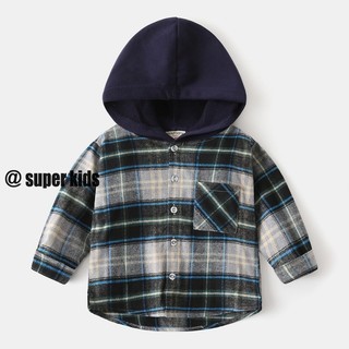 Super kids áo sơ mi dài tay trẻ em áo sơ mi bé trai phong cách hàn quốc áo sơ mi bé trai