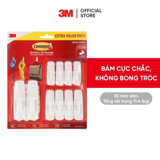 Combo vỉ 10 móc dán tường 3m™ command™ chịu lực 2.2kg 17008exvp và vỉ 2 cái tải trọng 1.3kg bath18