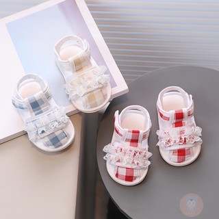 Laa6-baby Girls Ren Kẻ Sọc Đi Bộ Đầu Tiên Chống Trơn Trượt Mùa Hè