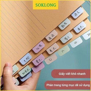 Set 4 Tab phân trang + miếng đánh dấu mục trang sách gắn sổ còng A5 và B5 P10
