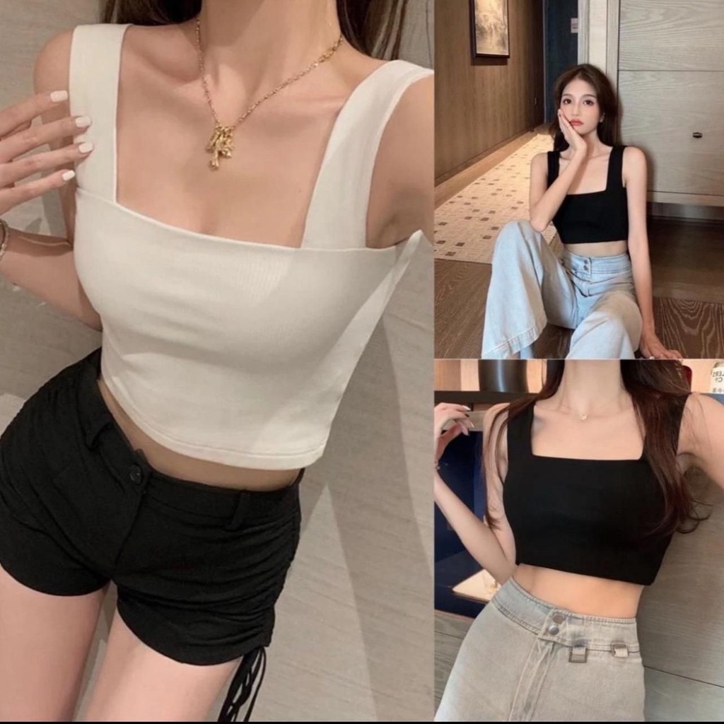 Áo nữ hai dây bản to đa sắc màu phom croptop mã c00