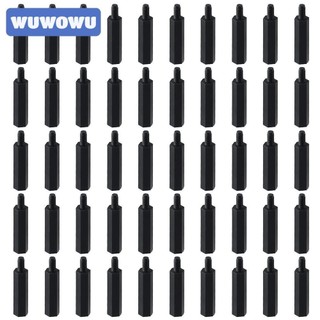 Wuwowu 50 chiếc Nylon Hex Standoff Spacer Trụ cột, M3 Bên ngoài Hex Nam Nữ Chủ đề, Màu đen bền 26mm / 1 "Nylon Spacer Standoff
