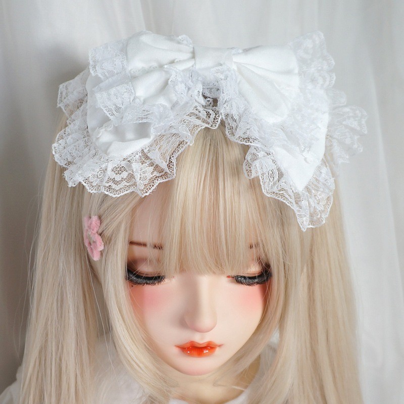 Phụ kiện tóc lolita Kẹp tóc nơ Ren lolita Phụ kiện tóc thiếu nữ KC