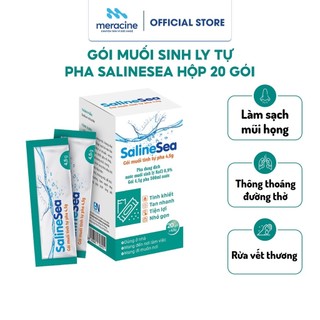 Gói muối sinh ly tự pha Saline Sea cải thiện hơi thở thông mũi rửa vết thương dùng cho mọi đối tượng hộp 20 gói