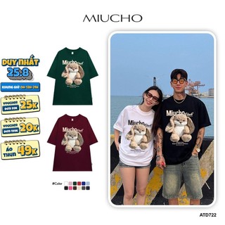 Áo thun cặp đôi couple local brand form rộng ATD722 Miucho cotton cổ tròn in graphic