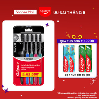 Bộ 5 Bàn chải Colgate SlimSoft Charcoal than hoạt tính kháng khuẩn siêu mềm mảnh