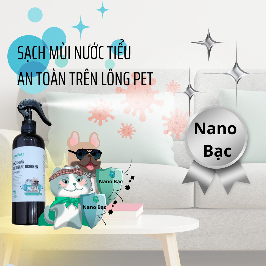 Xịt khử khuẩn siêu nano ECOPETS, khử mùi hôi, vệ sinh chuồng trại cho chó mèo