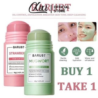Mua 1 BÁNH 1, BARUBT Mặt nạ đất sét dâu dính Chăm sóc da Mặt nạ & Mặt nạ rắn làm sạch Mugwort Thích hợp cho mụn trứng cá, mụn đầu đen, da dầu