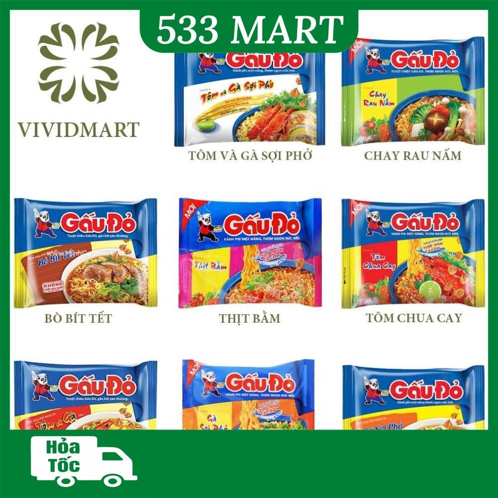[GÓI LẺ] Mì Gấu Đỏ 63g đủ loại