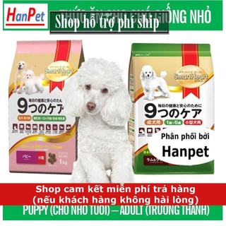  VGT-Thức ăn  dạng hạt  Smartheart Gold gói 1kg - loại cho chó cỡ nhỏ  hanpet 216 oại cho chó cỡ nhỏ  Poodle phốc pug   
