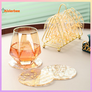 Aislerbee Sáng Tạo Lá Vàng Trang Trí Cốc Coaster Đẹp Hơn Dày Acrylic Cốc Thảm Dụng Cụ Nhà Bếp