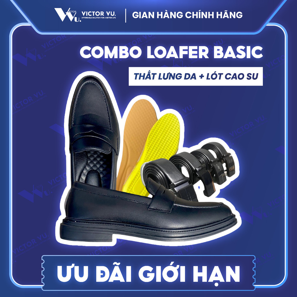 Combo giày lười penny Victor Vu kèm thắt lưng & lót giày cao su non

