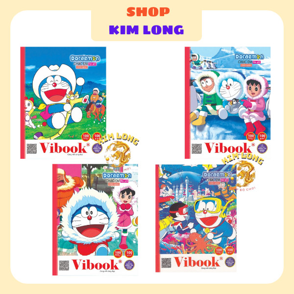 TẬP VỞ DOREMON LOẠI DÀY 100 gms COMBO 10 CUỐN TẬP / 5 CUỐN TẬP HỌC SINH 100 TRANG  4 Ô LY VIBOOK VĨN