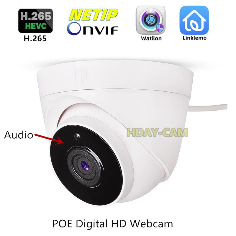 Camera âm thanh IP 8MP 4K POE H.265 Camera quan sát vòm trong nhà Góc rộng 5MP / 4MP / 8MP Camera HD