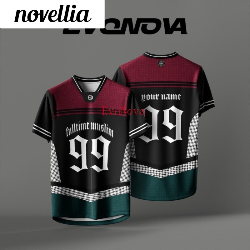 Novellia JERSEY NFL RETRO COLL MUSLIMAH BAJU ÁO THUN FTM 99 MICROFIBER EYELET GIA ĐÌNH NGẮN TAY DÀI