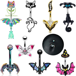 [Saymakerlace] Punk Halloween Thép Không Gỉ Bụng Nút Nhẫn Dành Cho Nữ Cô Gái Cá Tính Bát Ma Bộ Xương Rốn Nhẫn Trang Sức Cơ Thể