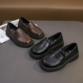  Giày Da Trẻ Em Giày Đen Thời Trang Cho Bé Gái Bé Trai Trường Đa Năng Trẻ Em Loafer Nhân Quả Tập Đi Flats 