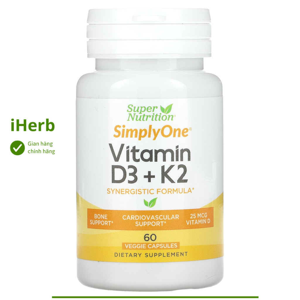 Viên uống Vitamin D3 + K2 của Super Nutrition ( 60 viên) - iHerb Việt Nam