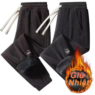 M-5xl Quần Giữ Nhiệt Nam Mùa Đông Lông Lót Lông Cừu Dày Siêu Corduroy Quần Ấm Áp Ngoài Trời Chống Gió Chạy Bộ Quần Rời Thường Ngày Giữ Nhiệt Đen Xám Plus Kích Thước