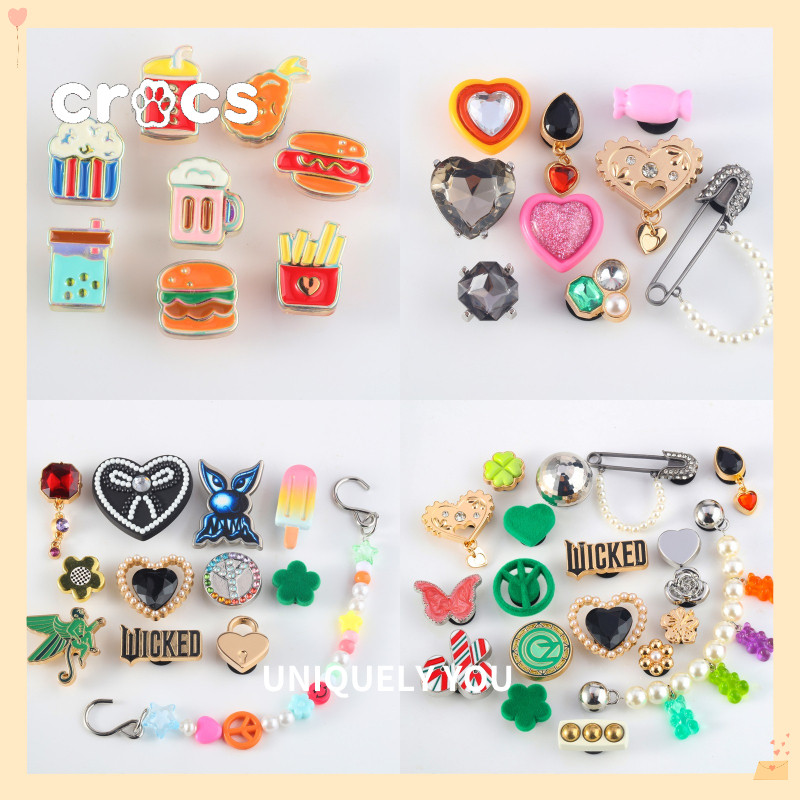 Crocs Jibbitz Kim Loại Kim Cương Lỗ Giày Khóa Quyến Rũ Crocs Hoạt Hình Dễ Thương Kim Loại Giày Hoa L