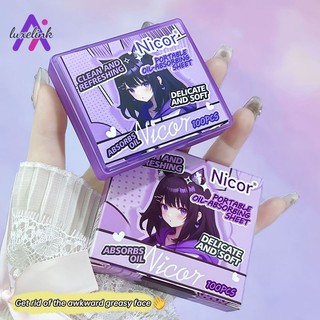 [Luxelink] Giấy thấm dầu bột Puff Giấy thấm dầu tre mặt Giấy thấm dầu Carbon Gương trang điểm di động
