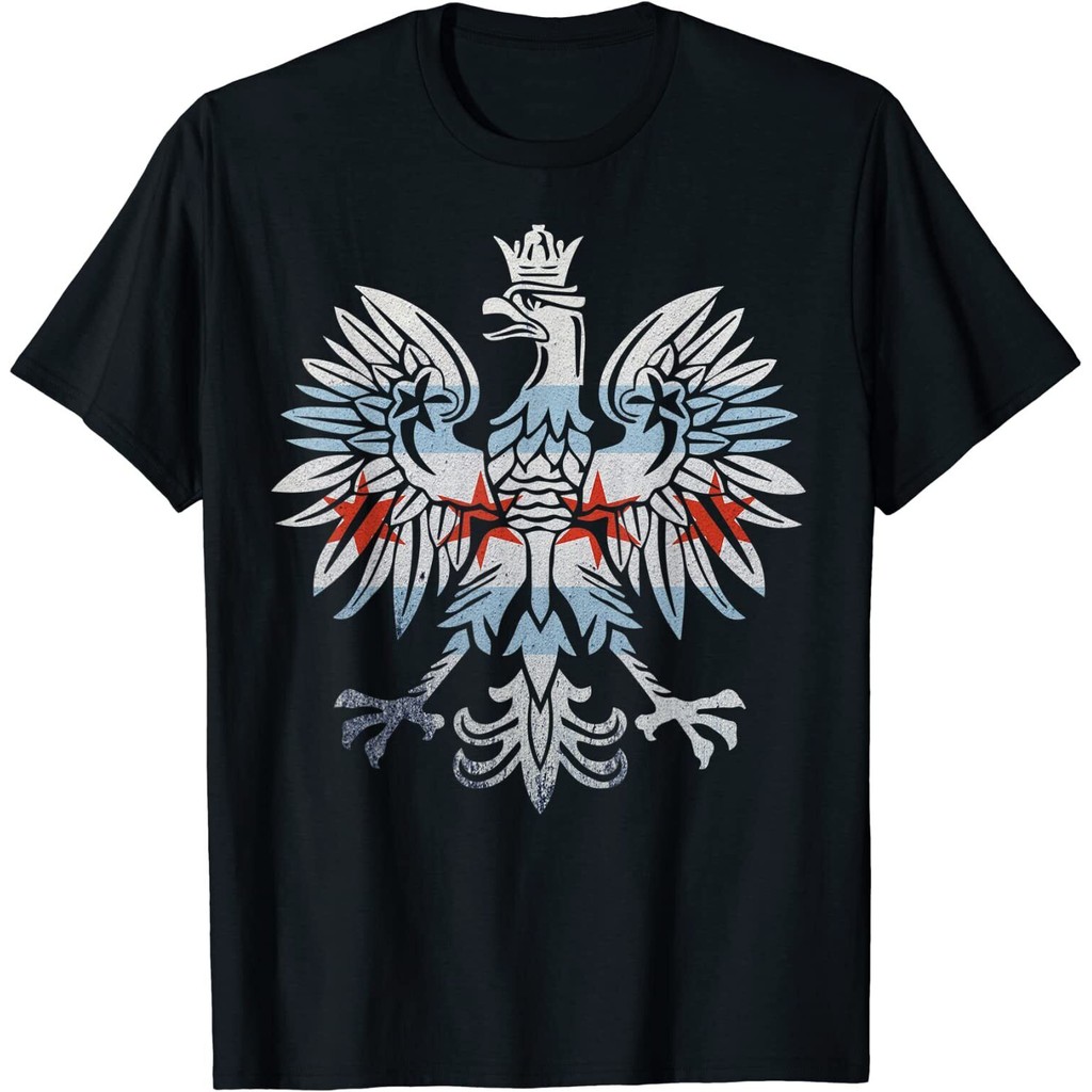 Mới Giới Hạn Cool Chicago Cờ Ba Lan Đại Bàng Ngộ nghĩnh Illinois Biểu Tượng Áo Thun