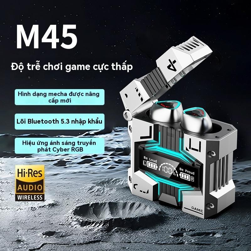 M45 TWS Bluetooth 5.3 Tai nghe không dây Tai nghe chơi game với âm thanh nổi giảm tiếng ồn cảm ứng k