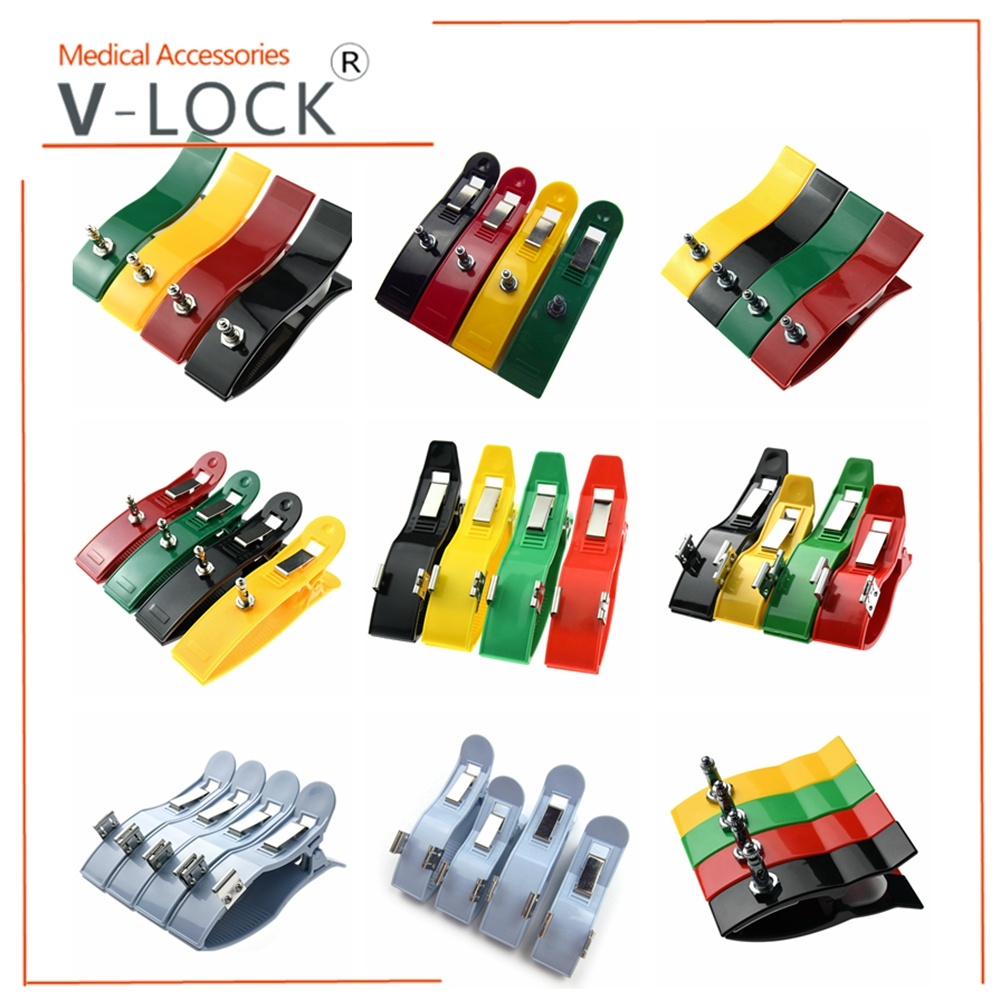 V-LOCK EKG Limb Kẹp kẹp điện cực Bộ mạ vàng Mạ niken Agcl đa chức năng dành cho người lớn mạ màu xám