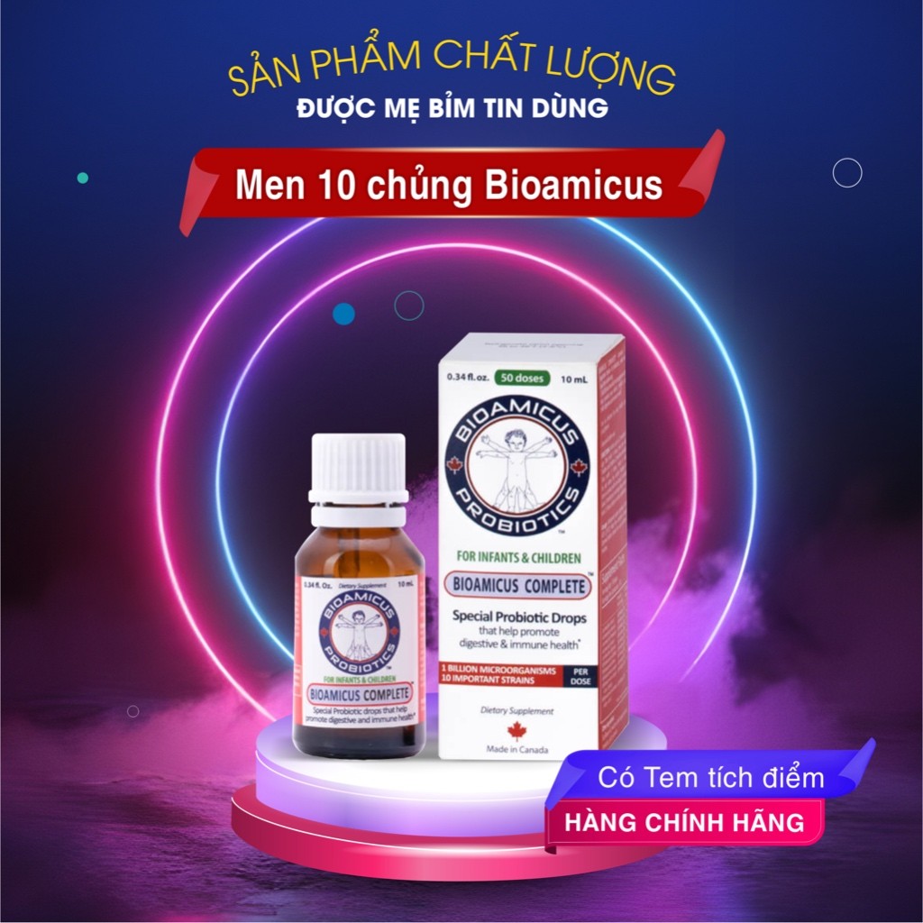Combo 2 hộp Men 10 chủng Bioamicus chính hãng, 10ml, hỗ trợ tiêu hoá, cân bằng hệ vi sinh đường ruột