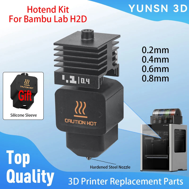 Nâng cấp Hotend Kit cho Bambu Lab H2D Hotend Thép cứng 0,2 / 0,4 / 0,6 / 0,8mm Hotend cho vòi phun H