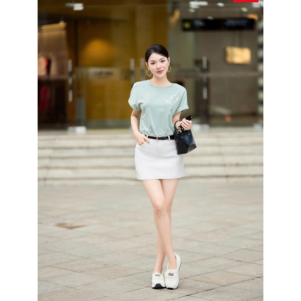 Áo thun, phông nữ Cardina chất cotton thiết kế tay cánh dơi in hoa dang croptop trẻ trung 5ATC15