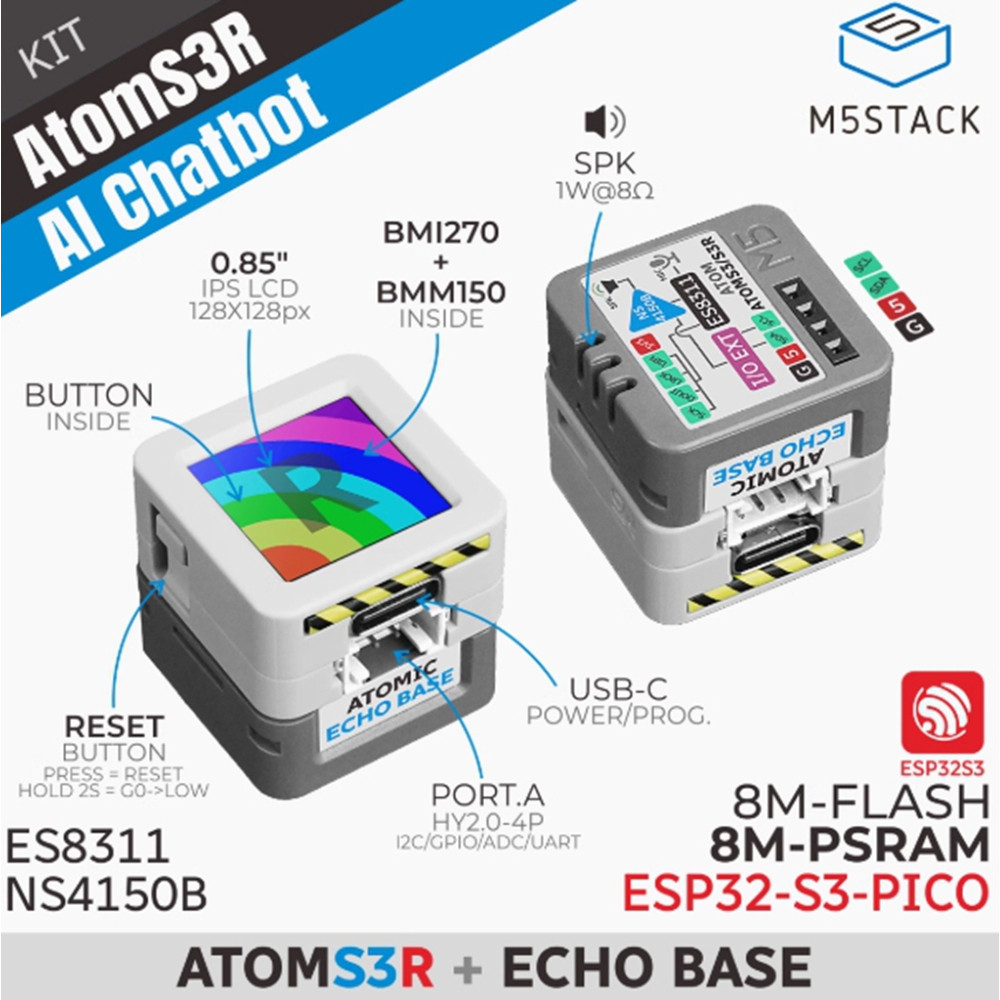 2025
M5Stack AtomS3R AI Chatbot Xiage Xiaozhi AI Bộ trợ lý giọng nói ESP32S3