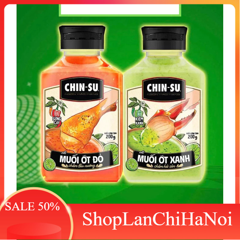 Xốt Muối Chấm Ớt Xanh / Ớt Đỏ Chinsu 200g
