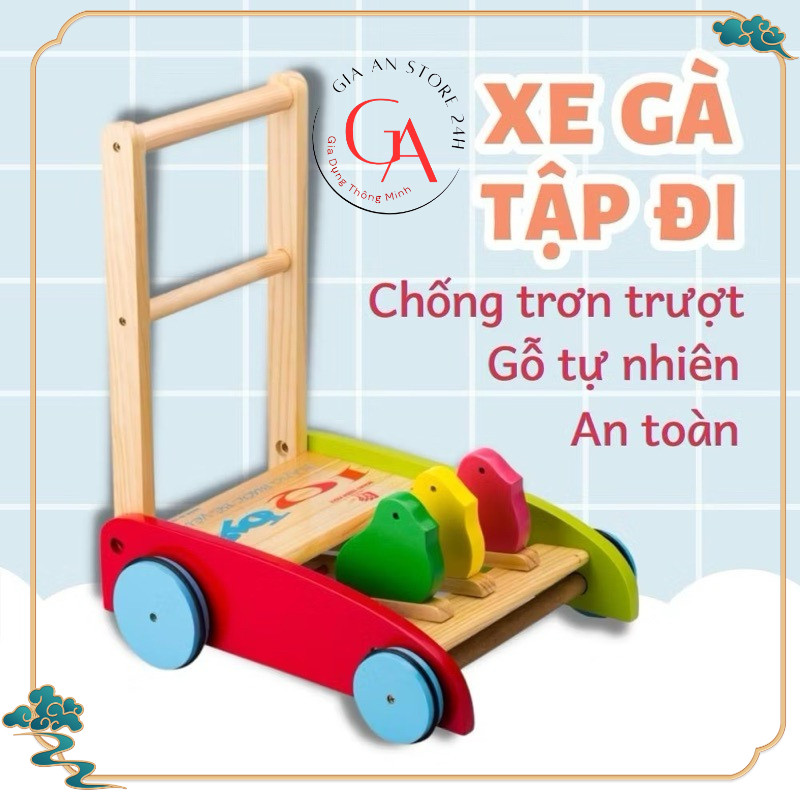 (KOL) Xe gà tập đi cho bé yêu ,xe tập đi cho bé,xe tập đi bằng gỗ,, Xe Gỗ Tập Đi 3 Con Gà