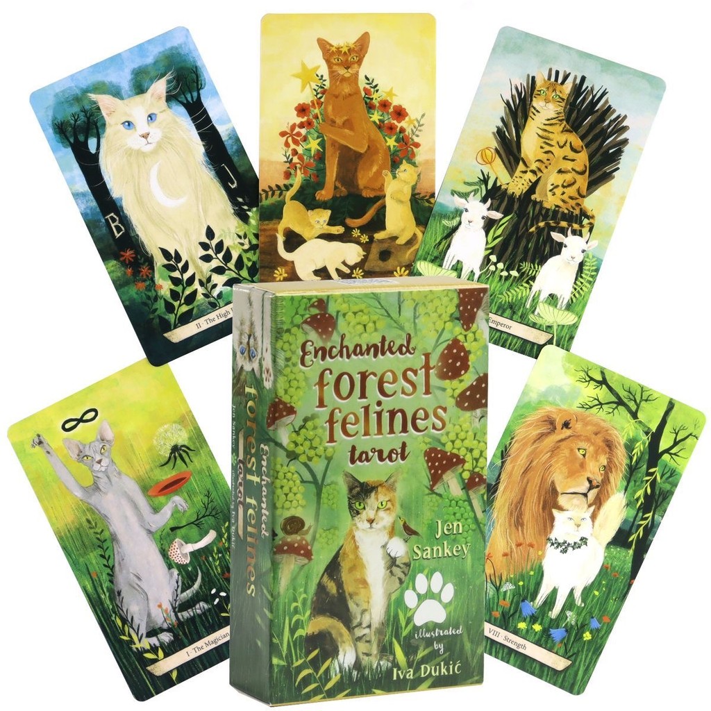 Enchanted Forest Felines Tarot Deck 78 Chiếc Thẻ Tarot Dựa Trên Hệ Thống Rider Trải Nghiệm Sức Mạnh 