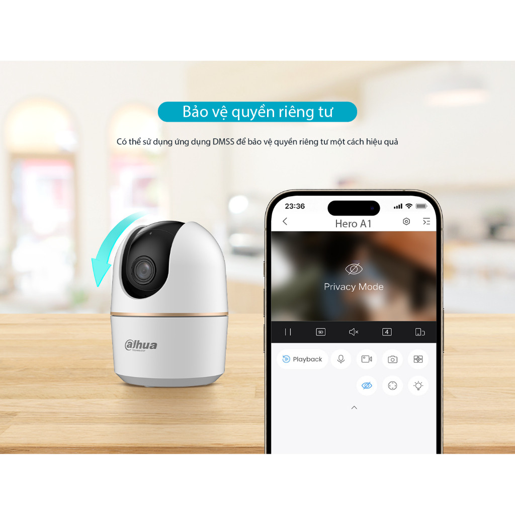 Camera Wifi Dahua Hero A1 3MP/5MP, Xoay 360 trong nhà , Đàm thoại 2 chiều , Theo dõi chuyển động H2A