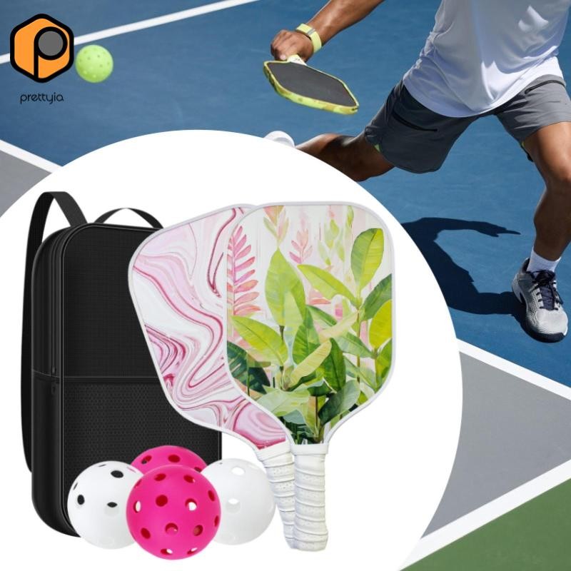 Prettyia Pickleball Paddle Set Fiberglass - 4 quả bóng pickleball - Món quà thanh lịch