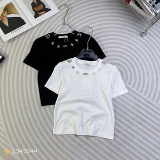 Áo thun croptop nữ tay ngắn cổ tròn tag X ngôi sao hàng Quảng Châu chất cotton, áo phông baby tee hàn quốc 242044 G6