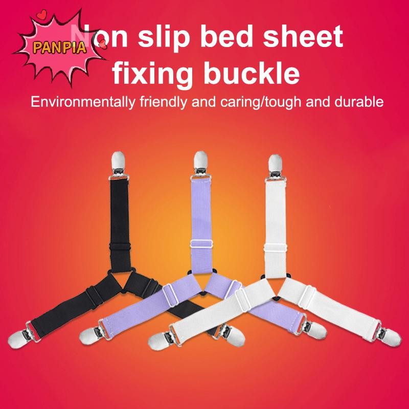 [PNPIA] 4 Kẹp ga trải giường Dây đàn hồi Kẹp có thể điều chỉnh Dây buộc ga trải giường Giá đỡ tiện í