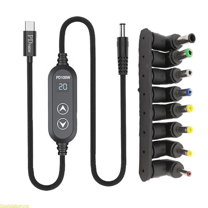 Cáp nguồn Doublebuy 100W Loại C sang DC5 5 5V 12V 15V 19V 20V Nguồn 8 Adapter