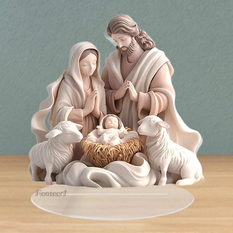 2D Flat Acrylic Giáng Sinh Bức Tượng Chúa Giêsu Kitô Trang Trí 18.5 X 18.5 Cm