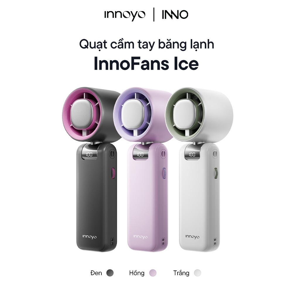 Quạt cầm tay băng lạnh INNOYO | Sò lạnh | Gập 180° | 20h sử dụng | BH 6 tháng - Hàng chính hãng