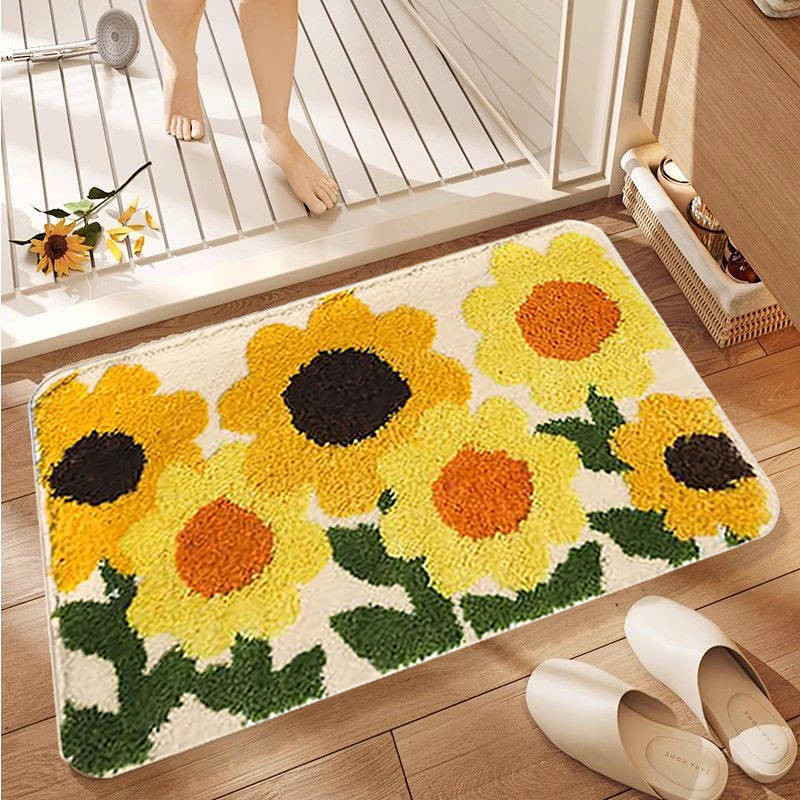 New Style Bathroom Absorbent Floor Mat Flower Bathroom Non-Slip Floor Mat Thickened Stain-Resistant 