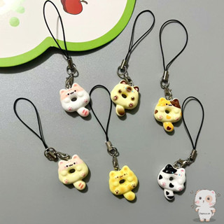 【Chamvn】Dây đeo điện thoại hình chú mèo dễ thương hình bánh rán hoạt hình vui nhộn Quà tặng cho bạn thân