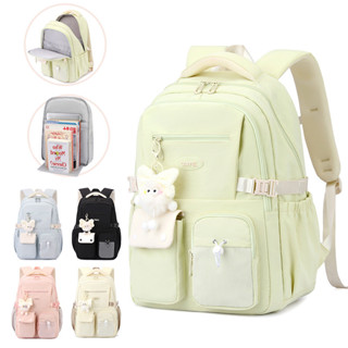  Balo nữ đi học cấp 2 màu pastel vải teflon chịu nhiệt chống nước size 46cm đựng laptop 15in 9962 