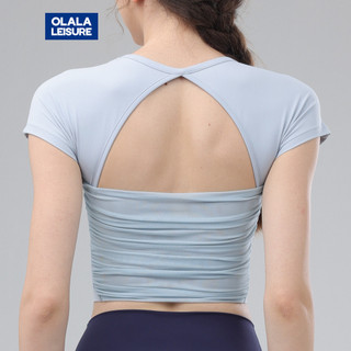 Olala Leisure Áo thun thể thao crop top có đệm và tay ngắn thoáng khí